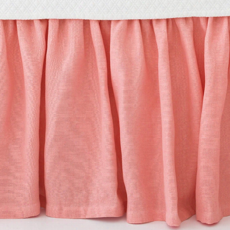 Stone Washed Linen Coral Paneled Bed Skirt Design By Pine Cone Hill