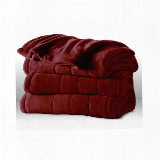 Sunbeam Channeled Microplush Heated Electric Blanket King Size Garnet Red