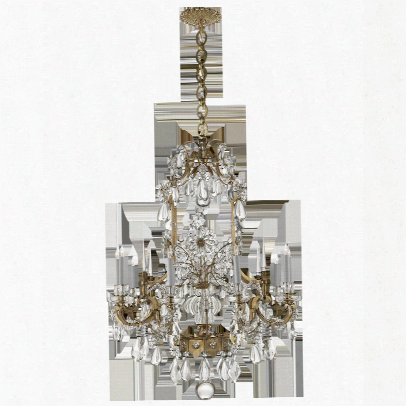 Vestry Chandelier In Hand-rubbed Antique Brass W/ Crystal Design By Aerin