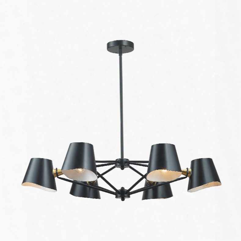 Webre 6 Light Chandelier In Matte Black & Gold Leaf Design By Bd Fine