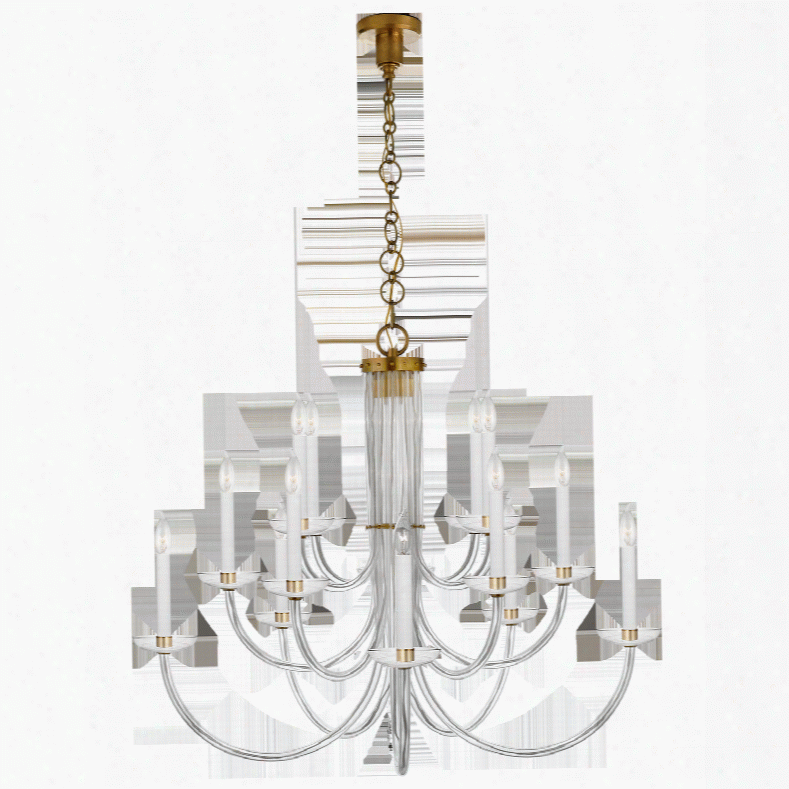 Wharton Chandelier In Clear Acrylic & Hand-rubbed Antique Brass Design By Aerin