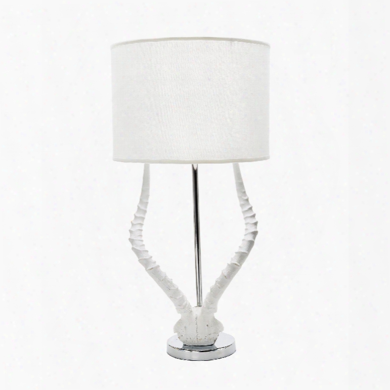 White Faux Horn Lamp With White Shade Sketch By Lazy Susan