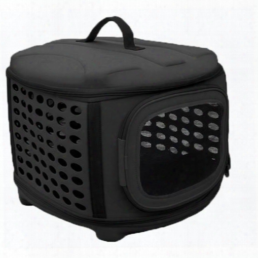 Circular Shelled Perforate Lightweight Collapsible Military Grade Transporter Pet Carrier, Charcoal Black, One Size