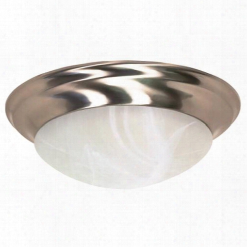 Flush Mount Three Light 17 In. Brushed Nickel With Alabaster Glass, Incandescent 102554