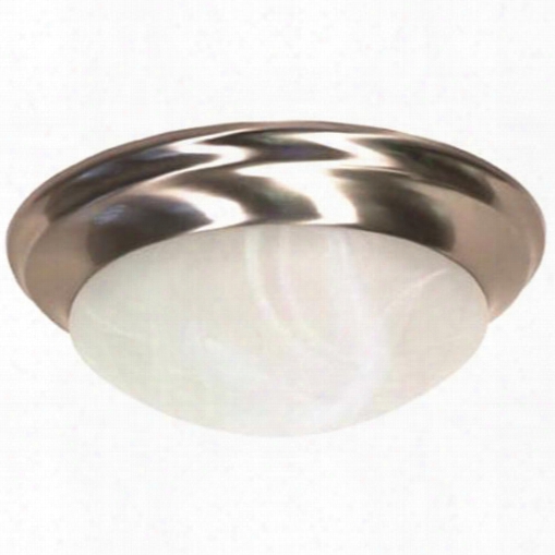 Flush Mount Two Light 14 In. Brushed Nickel, Alabaster Glass, Fluorescent 102559