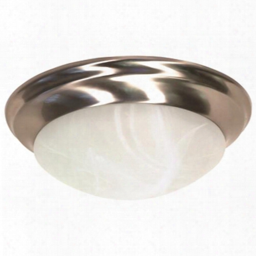 Flush Mount Two-light Ceiling Fixture With Alabaster Twist-lock Glass, 14 In., Brushed Nickel 102560