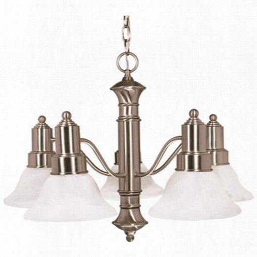 Nuvo Gotham Transitional Chandelier, Bushed Nickel, 24.5x17.5, Uses 5 60-watt Medium Base Bulbs (not Included) 102644