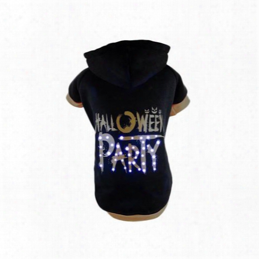 Pet Life Led Lighting Halloween Party Hooded Sweater Pet Costume, Black, Medium