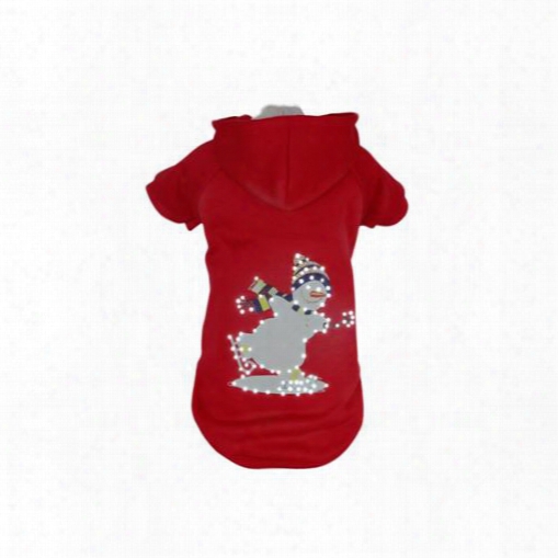 Pet Life Led Lighting Holiday Snowman Hooded Sweater Pet Costume, Red Snowman, Small