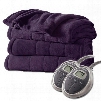 Sunbeam Channeled Velvet Plush Electric Heated Blanket King Eggplant