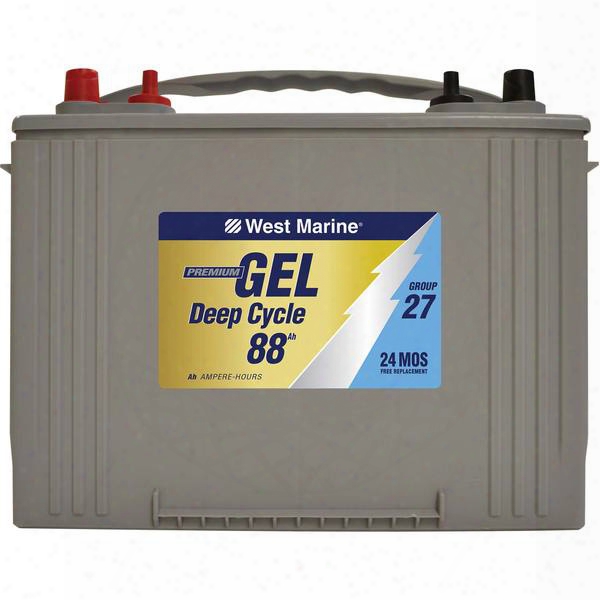 West Marine Group 27 Gel Deep Cycle Marine Gel Battery, 88 Amp Hours