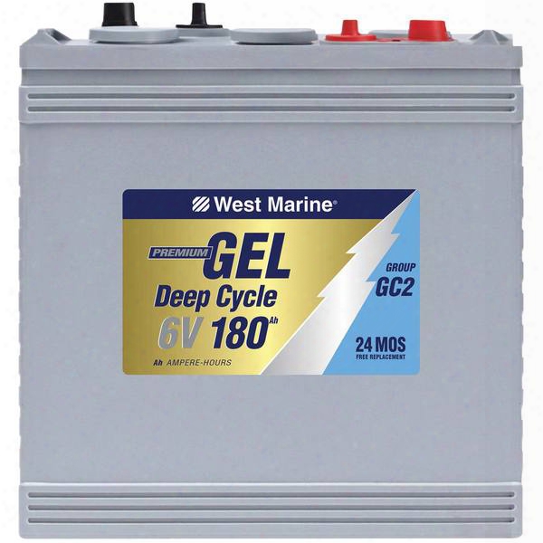 West Marine Group 6v Gel Deep Cycle Marine Gel Battery, 180 Amp Hours