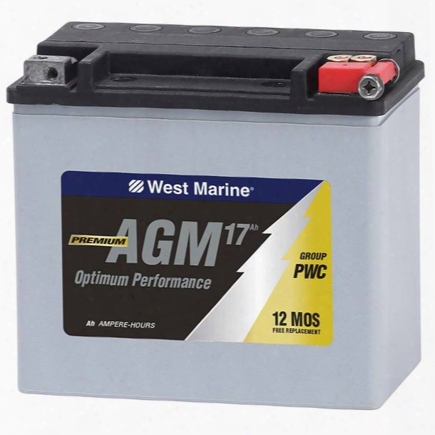 West Marine Cluster Pwc Agm Battery For Personal Watercraft, 17.5 Amp Hours