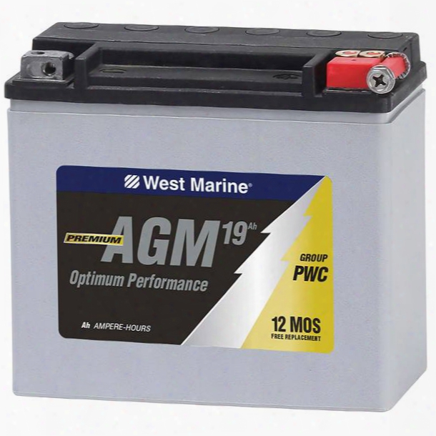 West Marine Group Pwc Agm Battery For Personal Watercraft, 19 Amp Hours