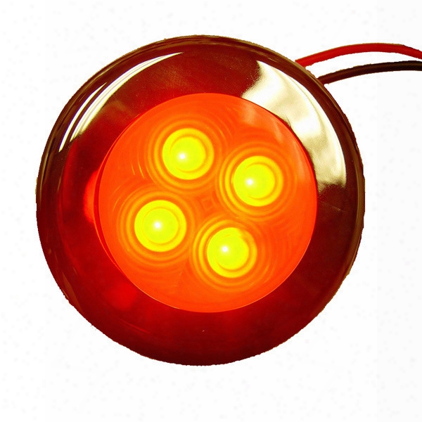 Aqua Signal Bogota 4-led Round Light, Stainless Steel Housing, Red Leds