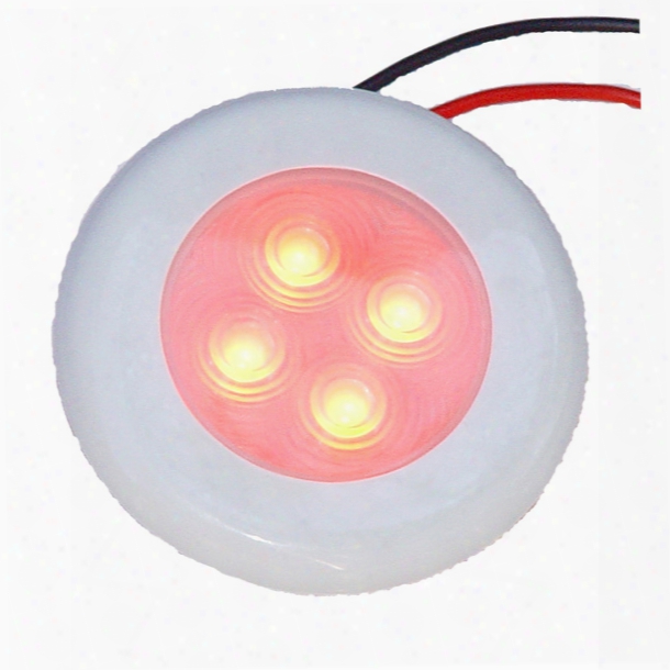 Aqua Signal Bogota 4-led Round Light, White/chrome Plastic Housing, Red Led