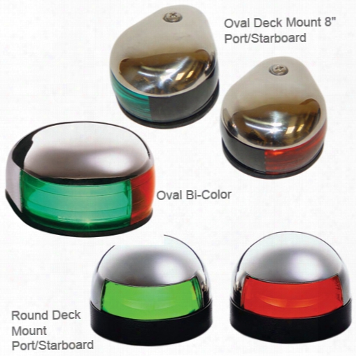 Aqua Signal Oval Deck Mount Bi-color, Red/green, 2-1/2" X 2-1/8