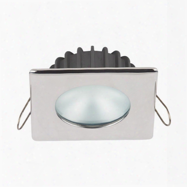 Imtra Corporation Powerled Downlight, 10 To 30v Dc, Stainless Steel, Cool White, 2 X 3 Watts High Flux Led, Square Bezel, Ip65