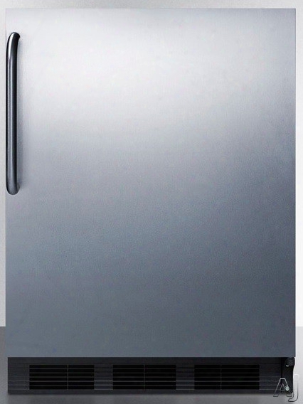 Accucold Ff6bbi7sstb 24 Inch Undercounter All Refrigerator With 5.5 Uc. Ft. Capacity, Adjustable Glass Shelves, Door Storage, Crisper Drawer And Interior Lighting: Stainless Steel With Towel Bar Handle