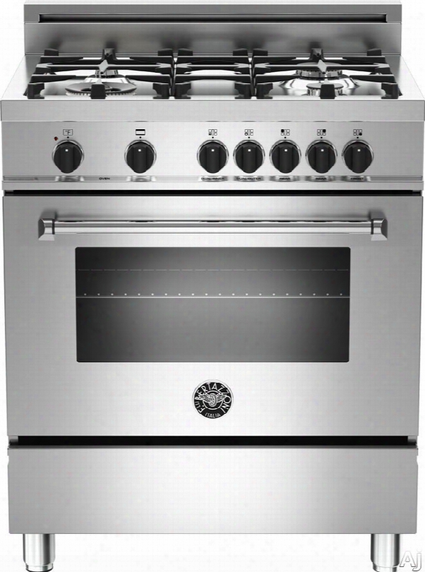 Bertazzoni Master Series Mas304dfmxe 30 Inch Pro-style Dual Fuel Range With Convection Oven, Infrared Broiler, 9 Cooking Modes, 4 Sealed Burners And 3.6 Cu. Ft. Capacity: Natural Gas