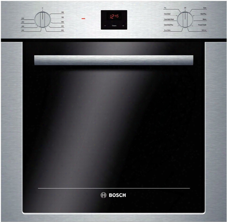 Bosch 500 Series Hbe5451uc 24 Inch Single Electric Wall Oven With 2.8 Cu. Ft. Capacity, European Convection Cooking, 10 Specialized Cooking Modes, Telescopic Rack, Halogen Lighting, Delay Start And Dualclean Cleaning System