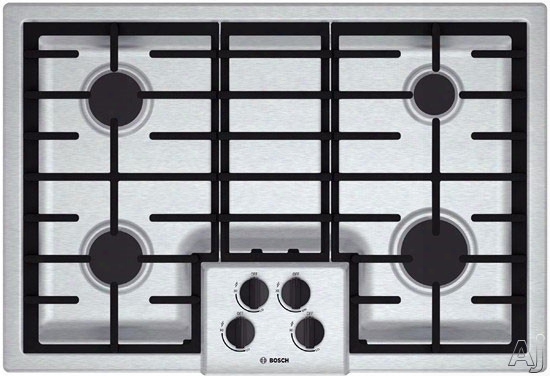 Bosch 500 Series Ngm5055uc 31 Inch Gas Cooktop With 4 Sealed Burners, 16,000 Btu Burner, Cast Iron Continuous Grates, Heavy-duty Metal Knobs, Centralized Controls And Low-profile Design