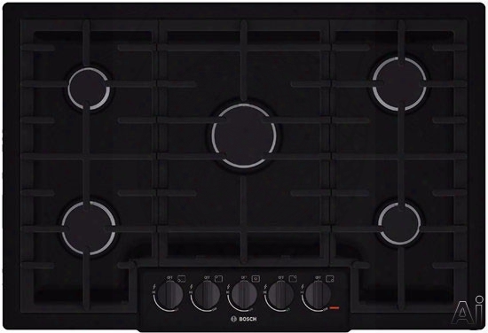 Bosch 800 Series Ngm8065uc 31 Inch Gas Cooktop With Continuous Grates, Led Light Indicator, Heavy-duty Knobs, 5 Sealed Burners And 47,200 Total Btu: Black