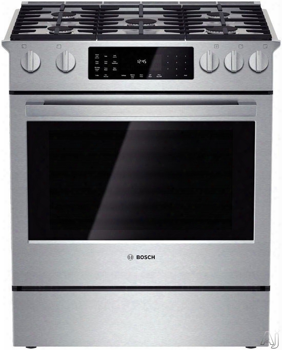 Bosch Benchmark Series Hdip054u 30 Inch Slide-in Dual-fuel Range With Faithful Convection, Warming Drawer, Meat Probe, Self-clean, 20k Btu Center Burne R, 5 Sealed Burners, 4.6 Cu. Ft. Oven And Star-k Certified