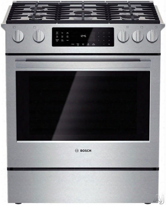 Bosch Benchmark Series Hgip054uc 30 Inch Slide-in Gas Range With Convection, Meat Probe, Warming Drawer, Pyrolytic Self-clean, 4.8 Cu.  Ft. Oven, 5 Sealed Burners, 20k Btu Center Burner, Full-extension Telescopic Rack, Quietclose Door And Star-k Certified