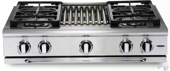 Capital Precision Series Grt364g 36 Inch Pro-style Gas Rangetop Wit H4 Power-flo Sealed Burners W/ Simmer, 12 Inch Thermo-griddle, Full Extension Drip Tray On Ez-glides And Auto-ignition/re-ignition (not Exact Image)