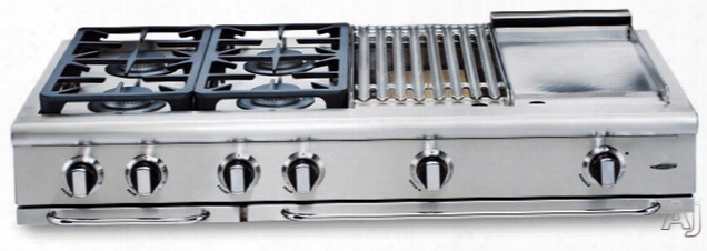 Head Of A Column Precision Series Grt484g 48 Inch Pro-style Gas Rangetop With 4 Power-flo Sealed Burners W/ Simmer, 24 Inch Thermo-griddle, Abounding Extension Drip Tray On Ez-glides And Auto-ignition/re--ignition (not Exact Image)