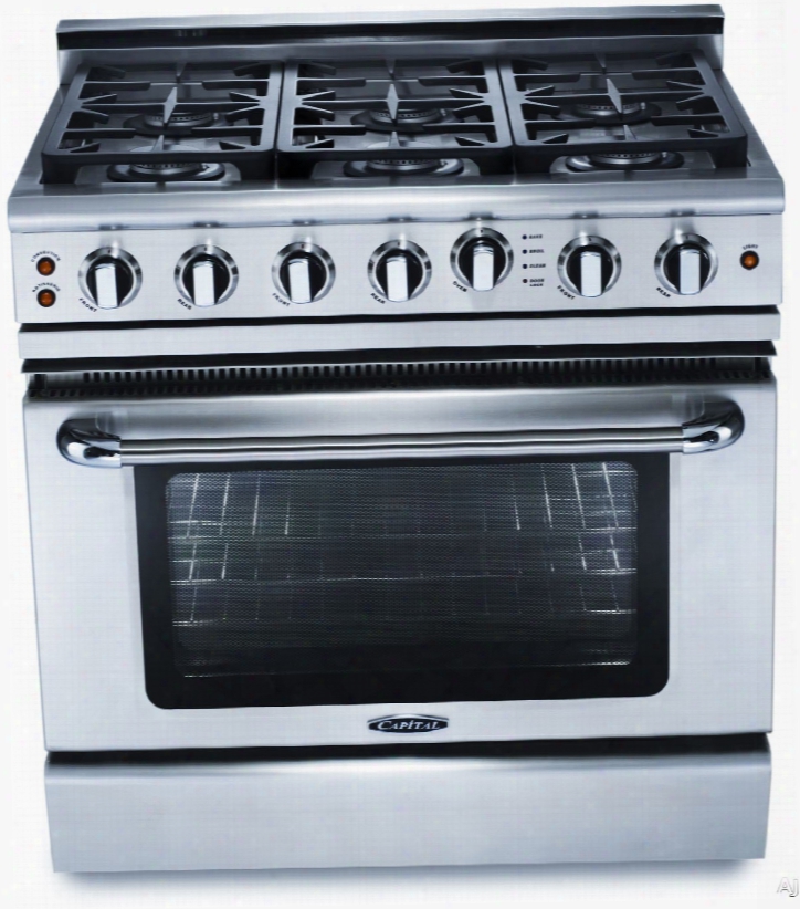Capital Precision Series Gscr366l 36 Inch Pro-style Gas Range With 6 Sealed Burners, Infrared Glass Broiler, Moto-rotis␞ Rotisserie, Stay-cool␞ Knobs, Self-clean, Flex-roll␞ Oven Racksa Nd 4.6 Cu. Ft. Convection Oven: Liquid Propane