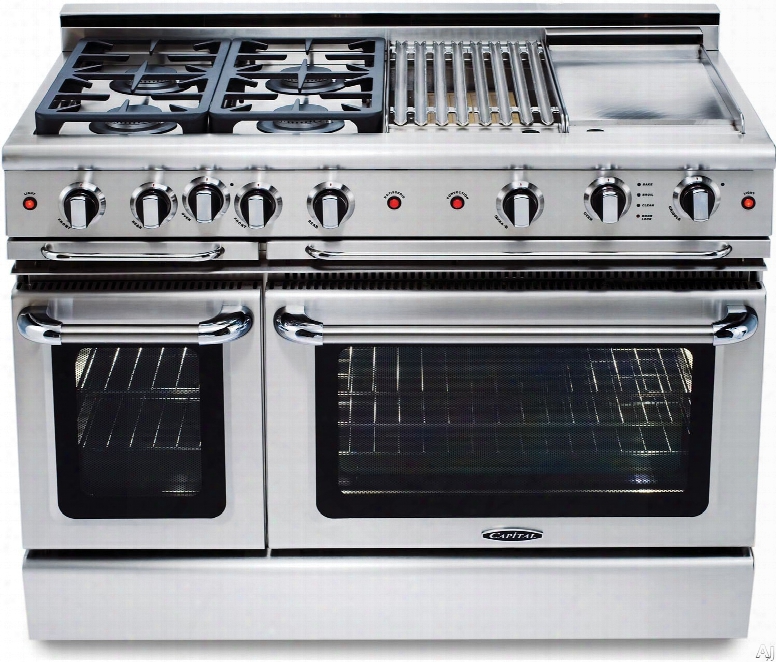 Capital Precision Series Gscr486gl 48 Inch Pro-style Gas Range With 6 Sealed Burners, Moto-rotis␞ Rotisserie, 12"t Hermo-griddle, Stay-cool␞ Knobs, Ez-glides␞ Tray, 4.6 Cu. Ft. Primary Oven Capacity And 2.1 Cu. Ft. Secondary Oven Ca