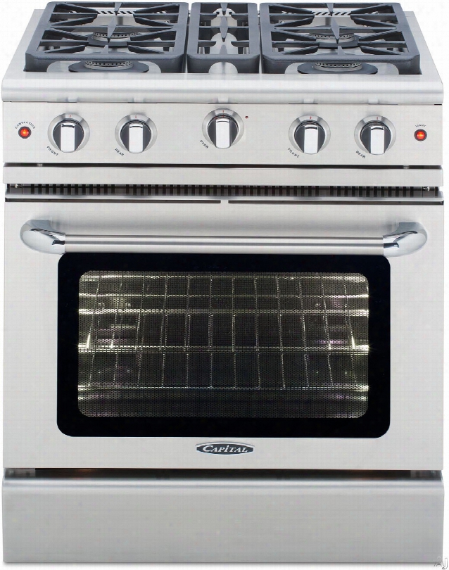 Capital Precision Series Mcr304l 30 Inch Pro-style Gas Range With 4 Sealed Burners, Infrared Broiler, Cast Iron Grates, Manual Clean And 4.9 Cu. Ft. Convection Oven: Liquid Propane