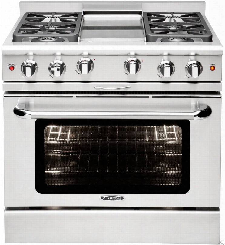 Capital Precision Series Mcr364gl 36 Inch Pro-style Ga$ Range With 4 Sealed Burners, 12" Thermo-griddle, Convection Oven, Interior Ovenn Light, Infrared Broil Burner, Continuous Grates And 4.9 Cu. Ft. Oven: Liquid Propane