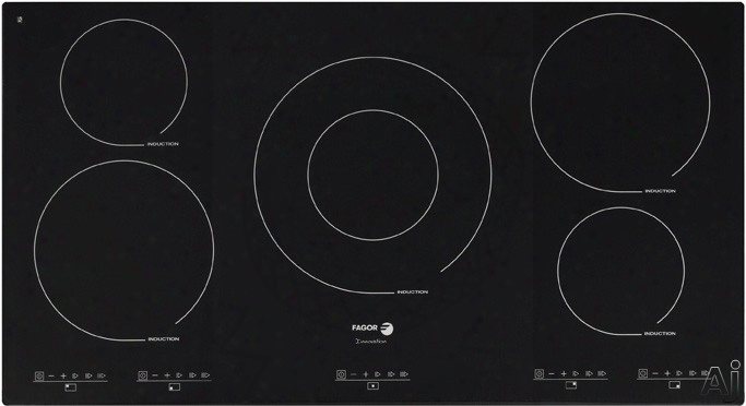 Fagor Ifa90bf 36 Inch Induction Cooktop With 5 Cooking Zones, 12 Cooking Settings, 3 Quick Launch Commands, 7-point Safety System And Illuminated Touch Controls: Beveled Front Without Trim