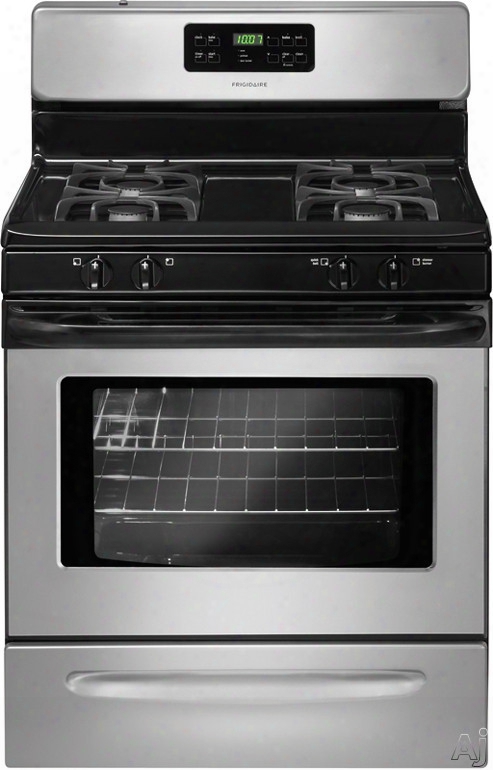 Frigidaire Ffgf3023lm 30 Inch Freestanding Gas Range With Quick Boil Burner, Low-simmer Burner, Self-clean, 4 Sealed Burners, 5.0 Cu. Ft. Oven, Ready-select Cintrols And Storage Drawer: Silver Mist