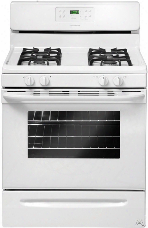 Frigi Daire Ffgf3023lw 30 Inch Freestanding Gas Range With Quick Boil Burner, Low-simmer Burner, Self-clean, 4 Sealed Burners, 5.0 Cu. Ft. Oven, Ready-select Controls And Storage Drawer: White