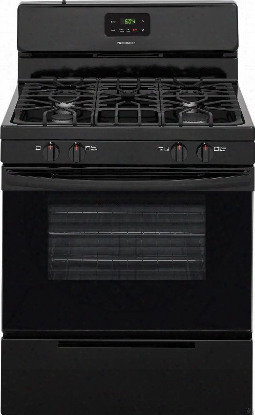 Frigidaire Ffgf3051tb 30 Inch Freestanding Gas Range With Simmer Burner, Quick Boil, Broiler Dawer, Continuous Grates, 4 Sealed Burners And 4.2 Cu. Ft. Capacity: Black