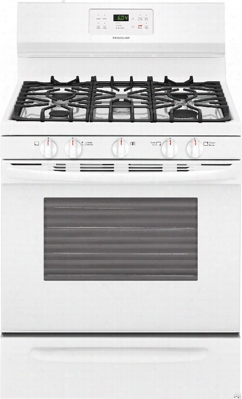 Frigidaire Ffgf3054tw 30 Inch Freestanding Gas Range With Simmer Burner, Quick Boil, Store-more␞ Drawer, One-touch Self-cclean, Continuous Grates, 5 Sealed Burner And 5 Cu. Ft .: White