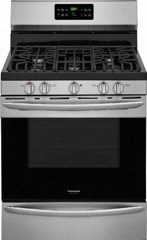 Frigidaire Fggf3047tf 30 Inch Freestanding Gas Range With Quick Bake Convection, Customflex␞ Cooktop, Steam Clean, Griddle, Smudge-proof␞ Stainless Steel, Power Burner, Low Simmer Burner, Continuous Grates, 5 Sealed Burners, 5 Cu. Ft. Capacity