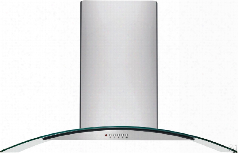 Frigidaire Fhpc4260ls 42 Inch Island Mount Chimney Range Hood With 400 Cfm Internal Blower, 3-speed Centrifugal Fan, Halogen Lighting, Glass Canopy And Convertible To Recirculating