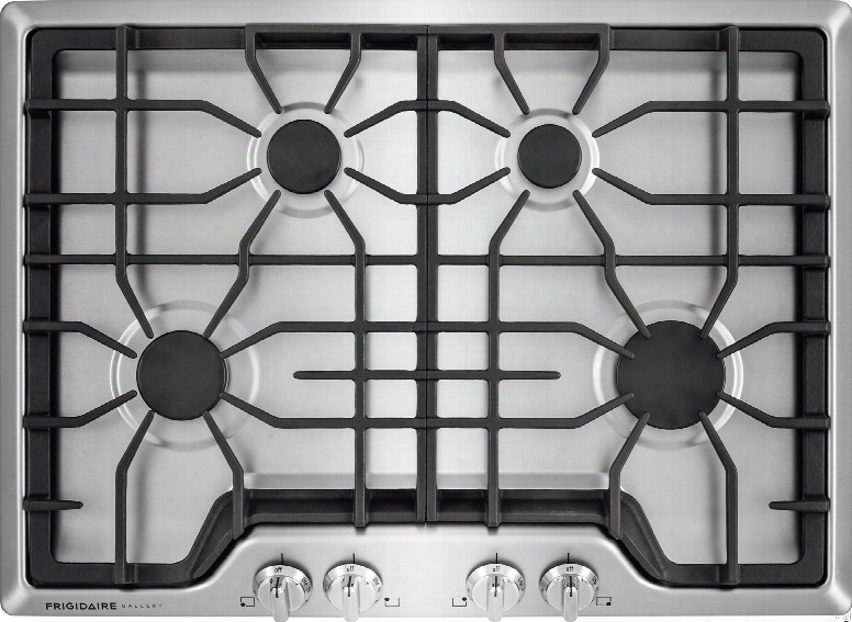 Frigidaire Gallery Series Fggc3045q 30 Inch Gas Cooktop With 4 Sealed Burners, Low Simmer Burner, Continuous Dishwasher Safe Cast Iron Grates, Front Angled Express-select Controls, Ada Compliant Design And Spill-safe Cooktop