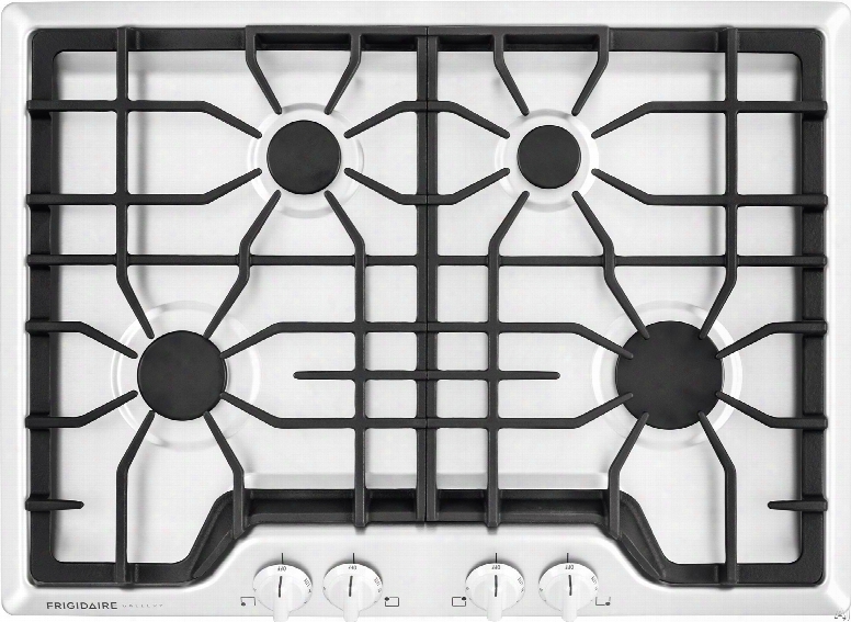 Frigidaire Gallery Series Fggc3045qw 30 Inch Gas Cooktop With 4 Sealed Burners, Low Simmer Burne R, Continuous Dishwasher Safe Cast Iron Grates, Front Angled Express-select Controls, Ada Compliant Design And Spill-safe Cooktop: White