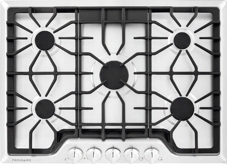 Frigidaire Gallery Series Fggc3047qw 30 Inch Gas Cooktop With Lp Conversion Option, Seamless Recessed Burrners, Spillsafe, Angled Front Controls, Continuous Iron Grates, Low Simmer Burner And Ada Compliant