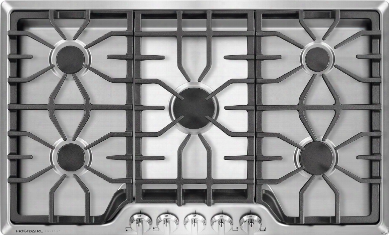 Frigidaire Gallery Series Fggc3645q 36 Inch Gas Cooktop With 5 Sealed Burners, Continuous Cast Iron Grates, Express-select Control Knobs And 450 To 18,000-btu Center Burner And Ada Compliant