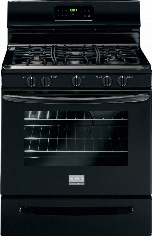 Frigidaire Gallery Series Fggf3030pb 30 Inch Freestanding Gas Range With Quick Boil, Storage Drawer, Self-clean, Quick Preheat, Even Baking Technology, Ready-select Controls, Continuous Grates, 5 Sealed Burners And 5.0 Cu. Ft. Oven Capacity: Black