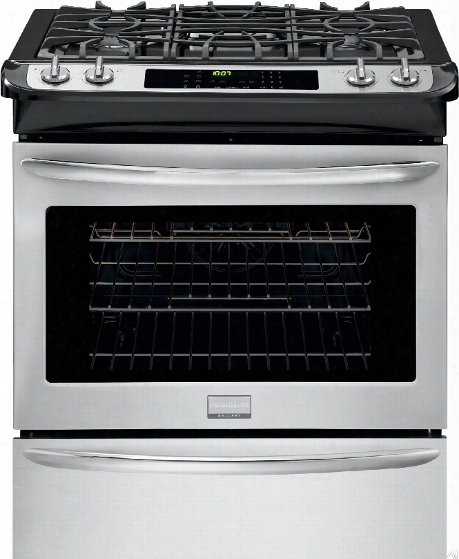 Frigidaire Gallery Series Fggs3065p 30 Inch Slide-in Gas Range With True Convection, Quick Preheat, Self-clean, One-touch Keep Warm Setting, Continuous Grates, 4.5 Cu. Ft. Oven And 4 Sealed Burners