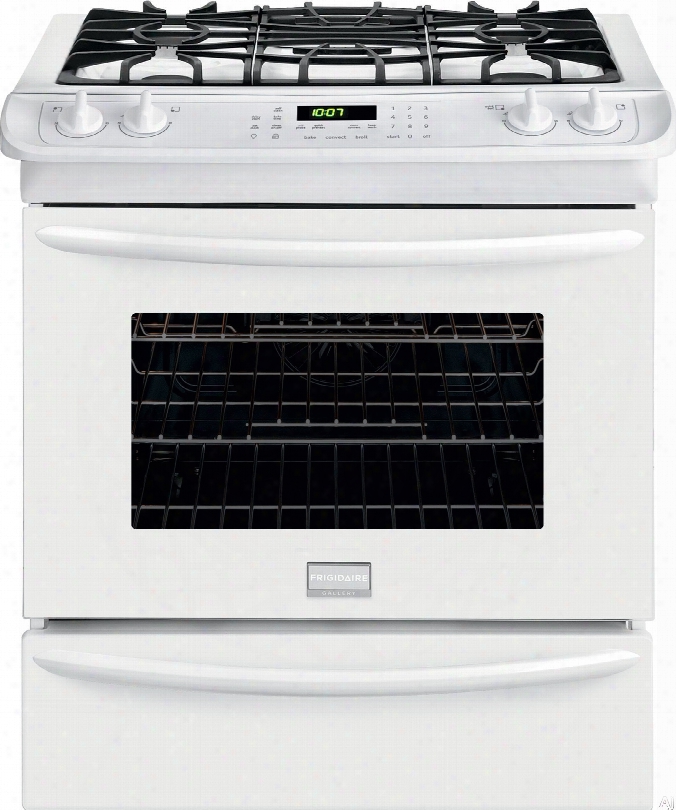 Frigidaire Gallery Series Fggs3065pw 30 Inch Slide-in Gas Range With True Convection, Quick Preheat, Self-clean, One-touch Keep Warm Setting, Continuous Grates, 4.5 Cu. Ft. Oven And 4 Sealed Burners: White