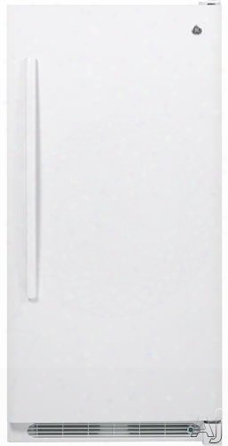 Ge Fuf14dhrww 13.8 Cu. Ft. Upright Freezer With 3 Wire Shelves, 5 Full-width Plastic Door Racks, 1 Slide-out Wire Basket, Exterior Power "on" Light, Interior Lighting And Automatic Defrost